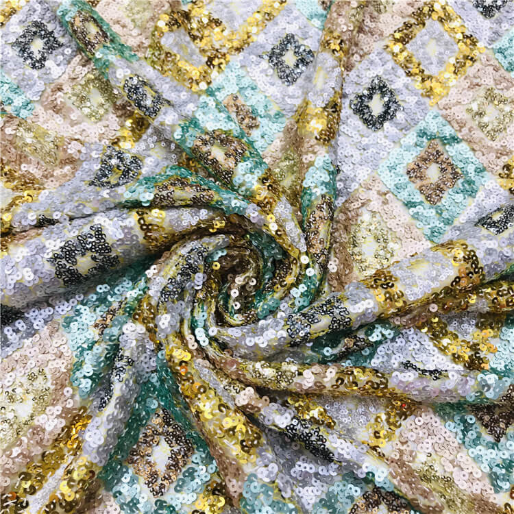 Dress Sequin Evening Polyester Embroidered Fabric for Women's Wear Who 5